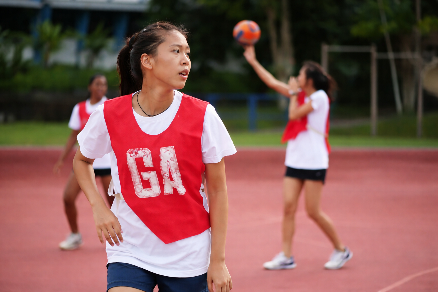 Students playing netball at a host school in Jiangxi
