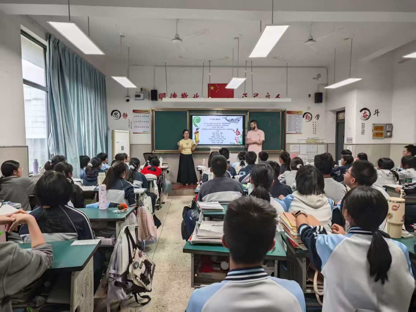 A volunteer teaching an English class at a host school in Nanchang